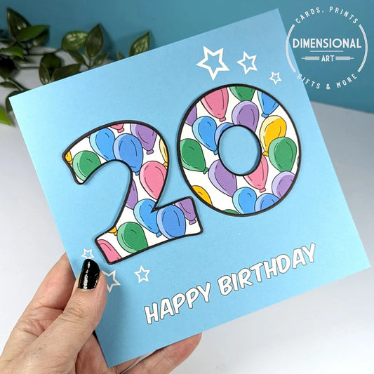 20th Birthday Card Dimensional Art