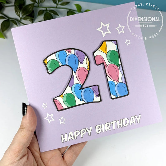 21st Birthday Card Dimensional Art