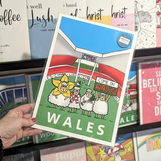 Wales Rugby Sheep A4 Print