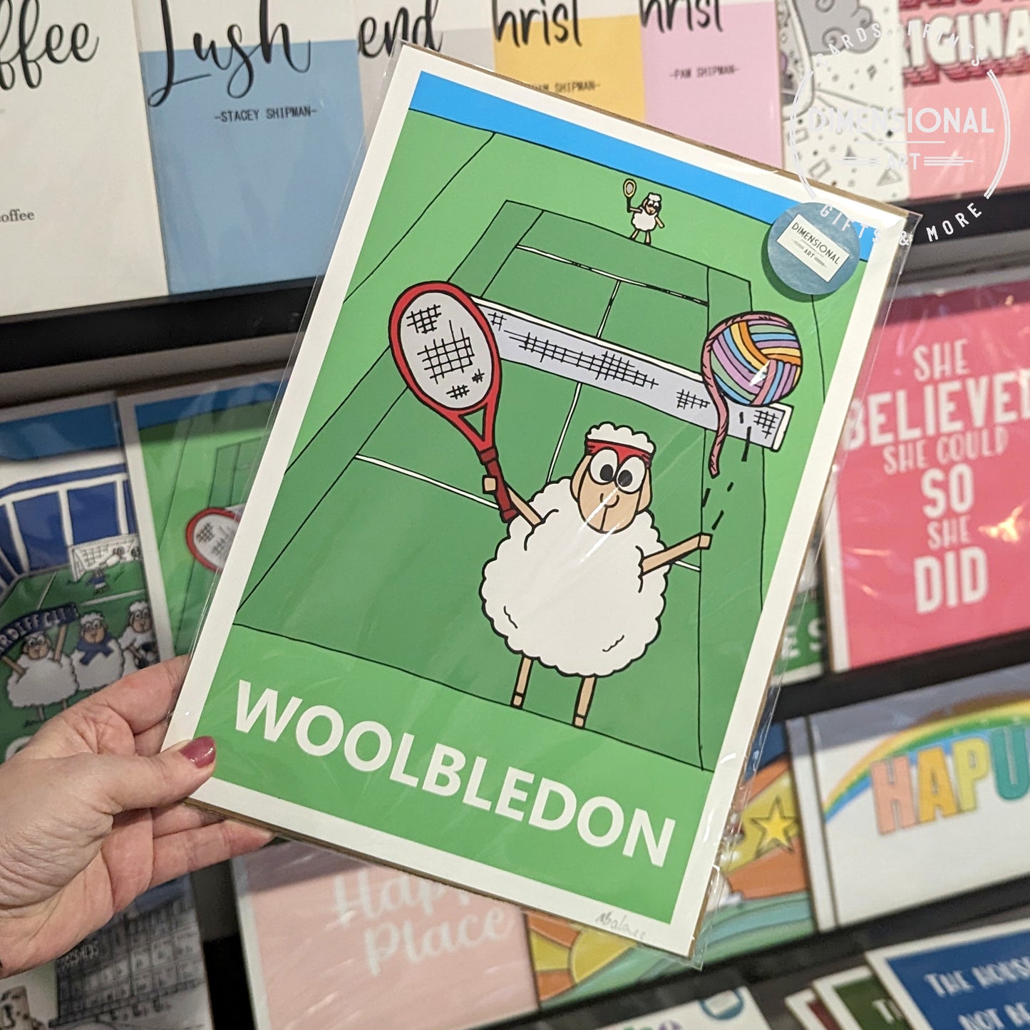 Woolbledon Tennis Sheep A4 Print