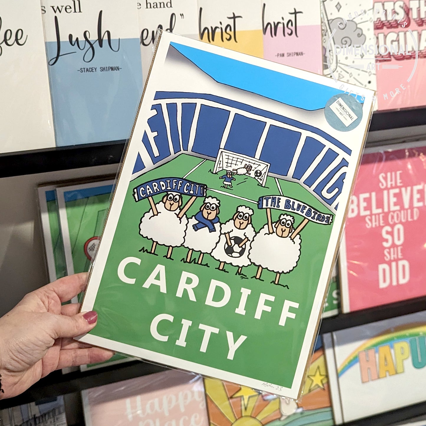 Cardiff City Football Sheep A4 Print