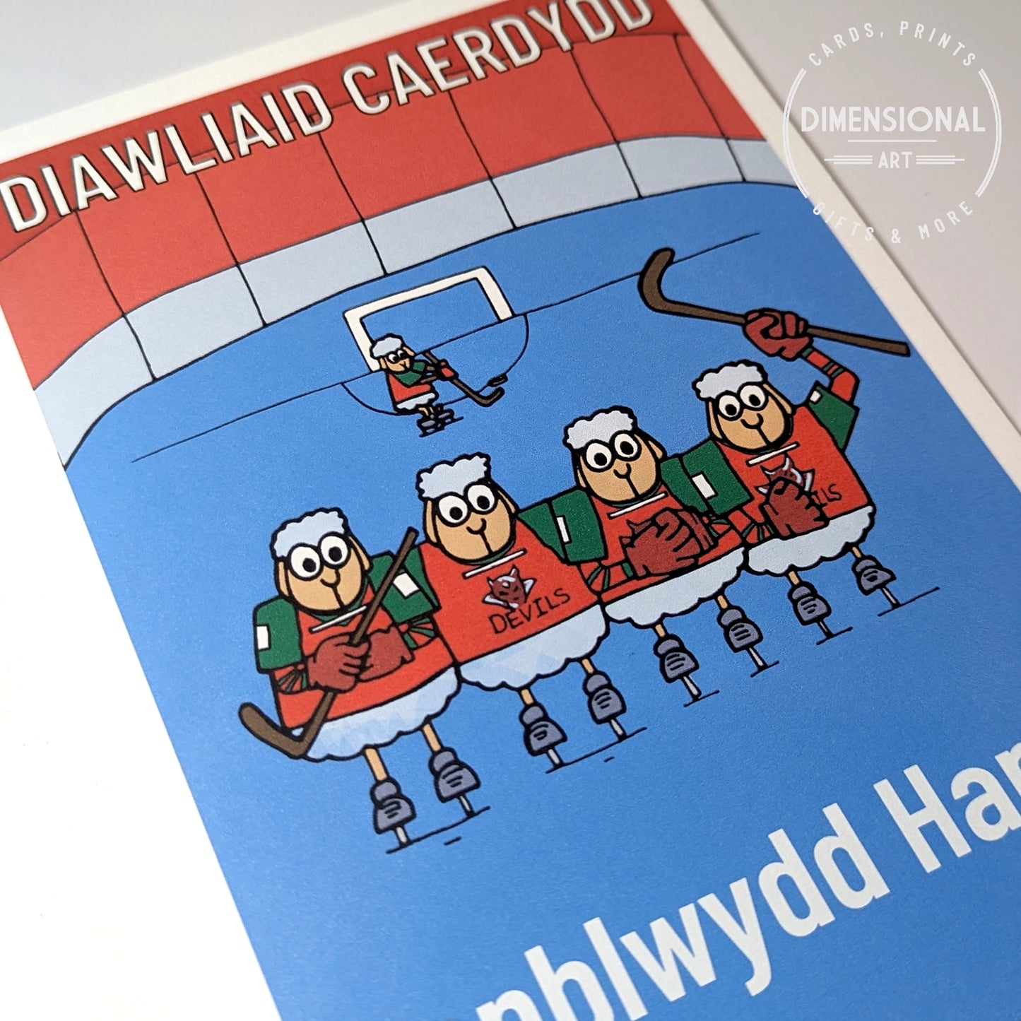Diawliaid Caerdydd (Cardiff Devils) Sheep Card  (Birthday) - WELSH