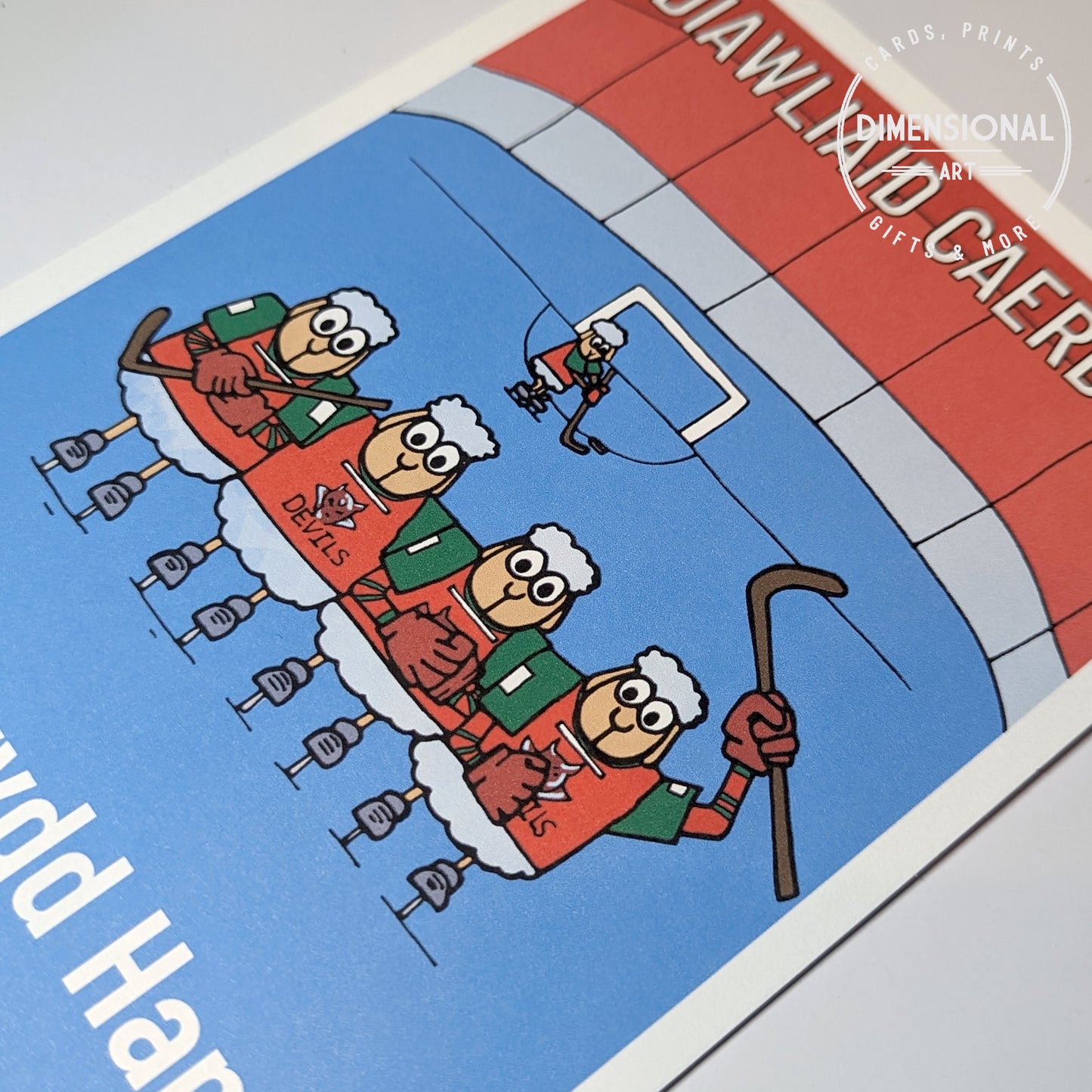 Diawliaid Caerdydd (Cardiff Devils) Sheep Card  (Birthday) - WELSH