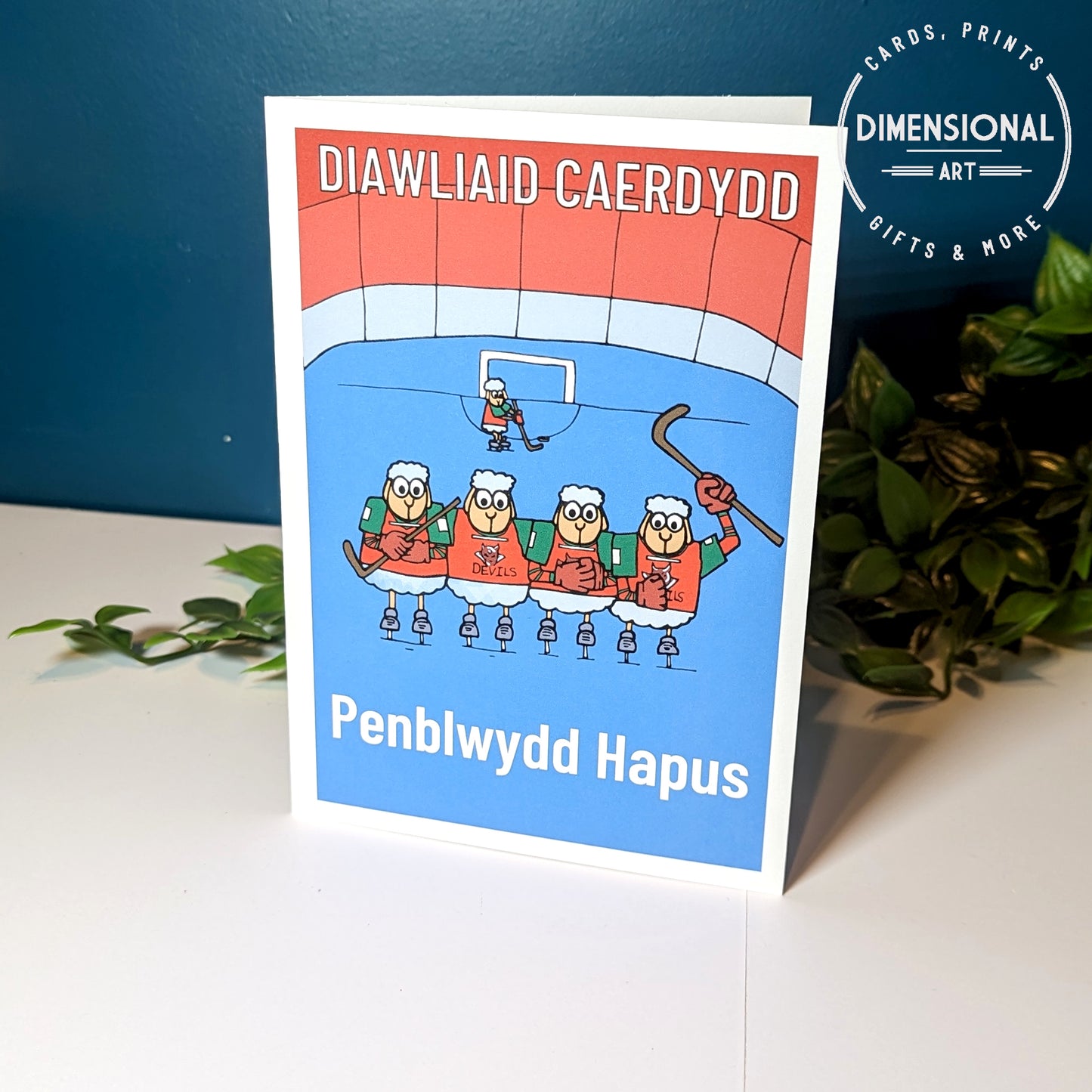 Diawliaid Caerdydd (Cardiff Devils) Sheep Card  (Birthday) - WELSH