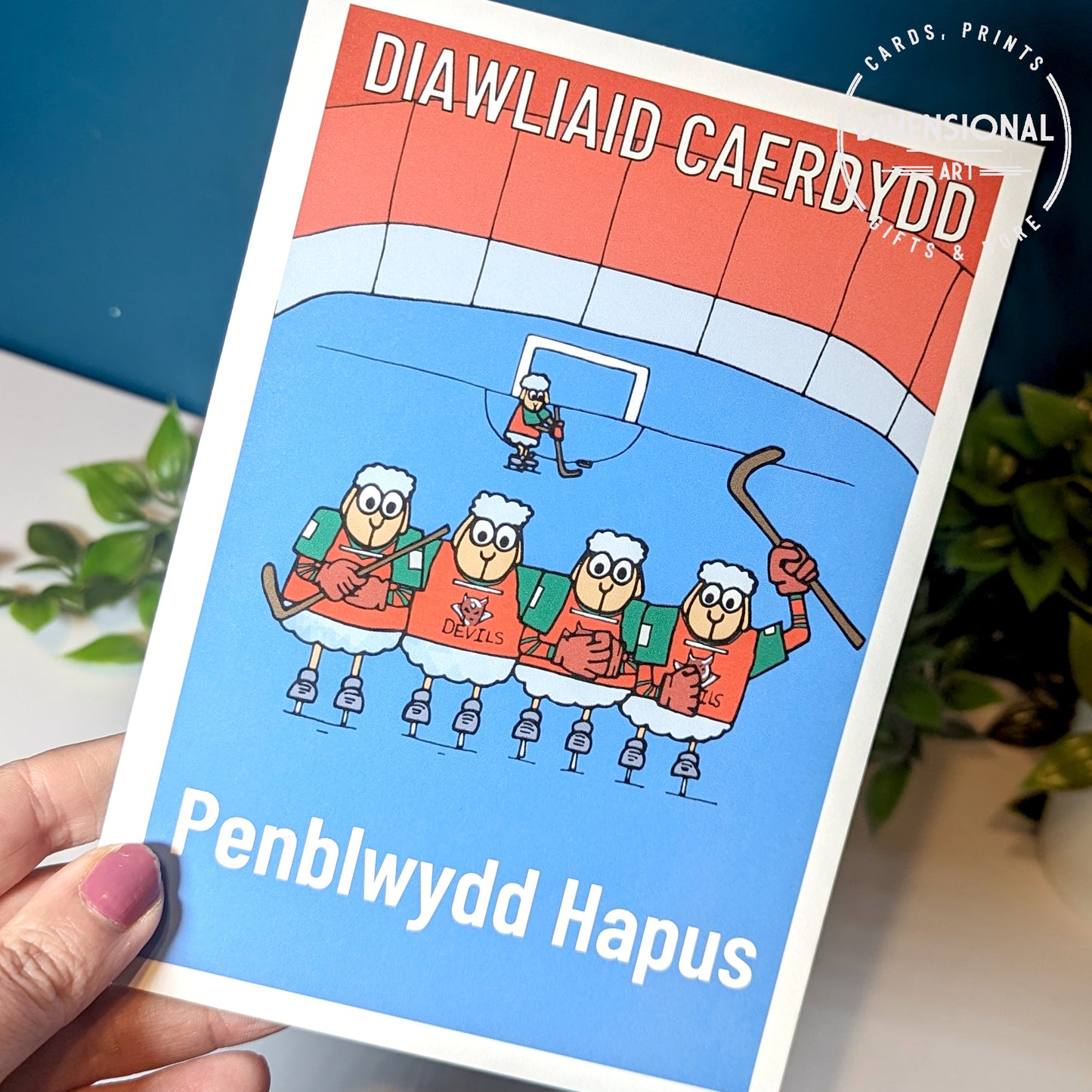 Diawliaid Caerdydd (Cardiff Devils) Sheep Card  (Birthday) - WELSH