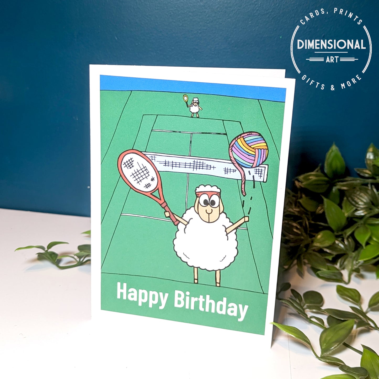 Happy Birthday Tennis Sheep Card