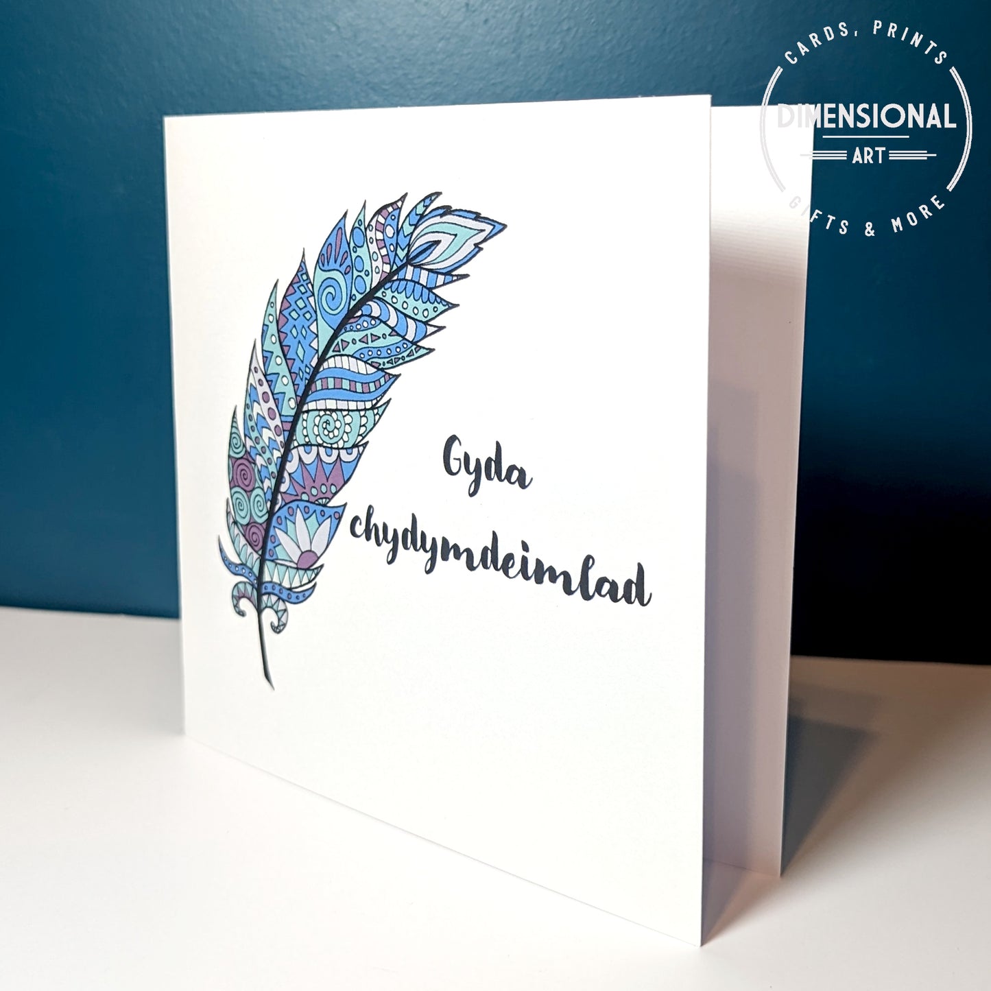 Feather Gyda chydymdeimlad (Sympathy Card) - Welsh