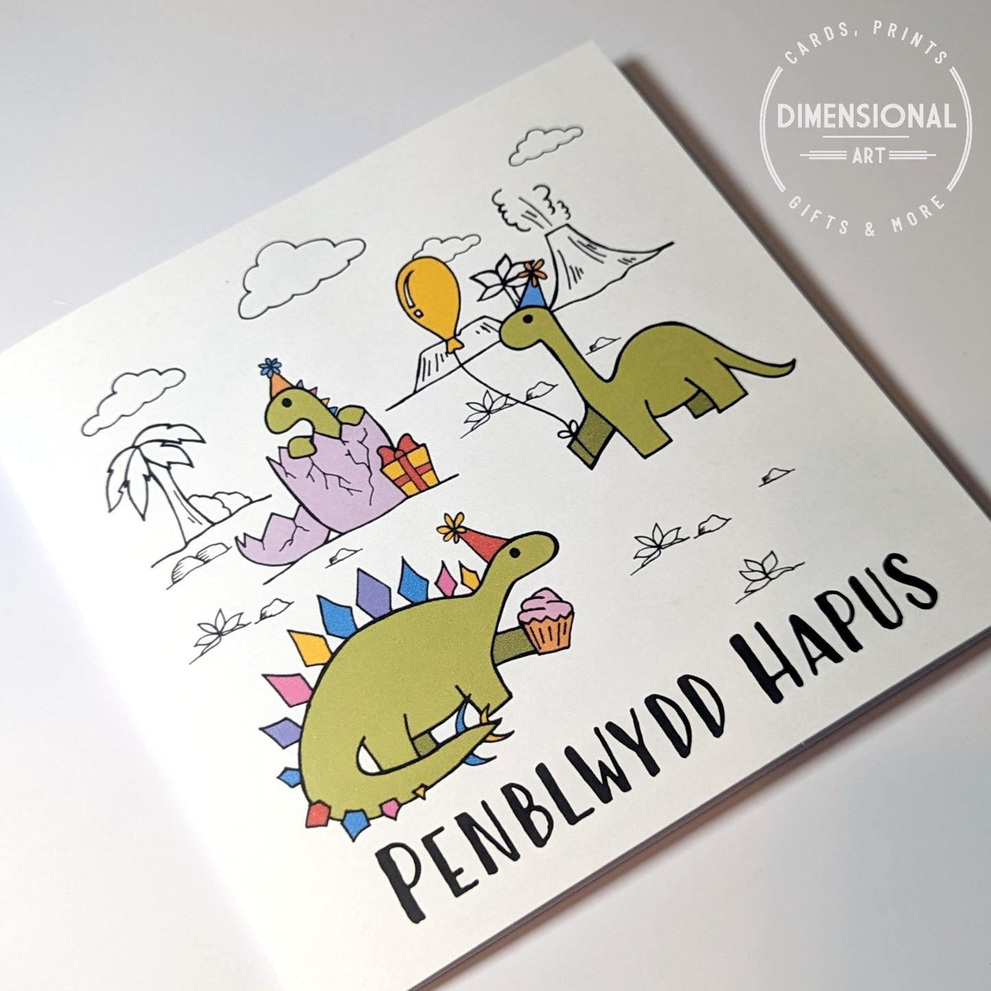 Dino Penblwydd Hapus (Birthday Card) - Welsh Card