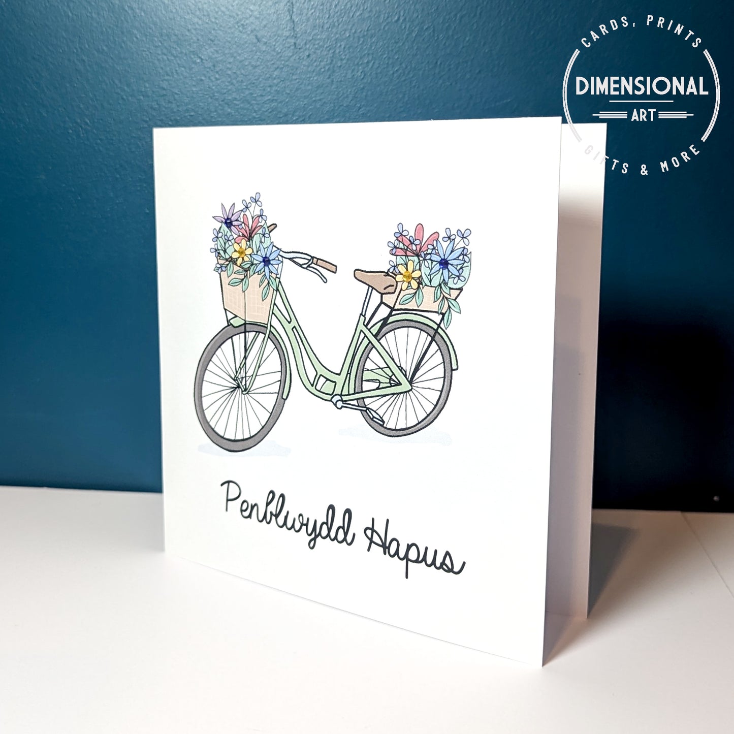 Flower Bike Penblwydd Hapus (Birthday Card) - Welsh Card