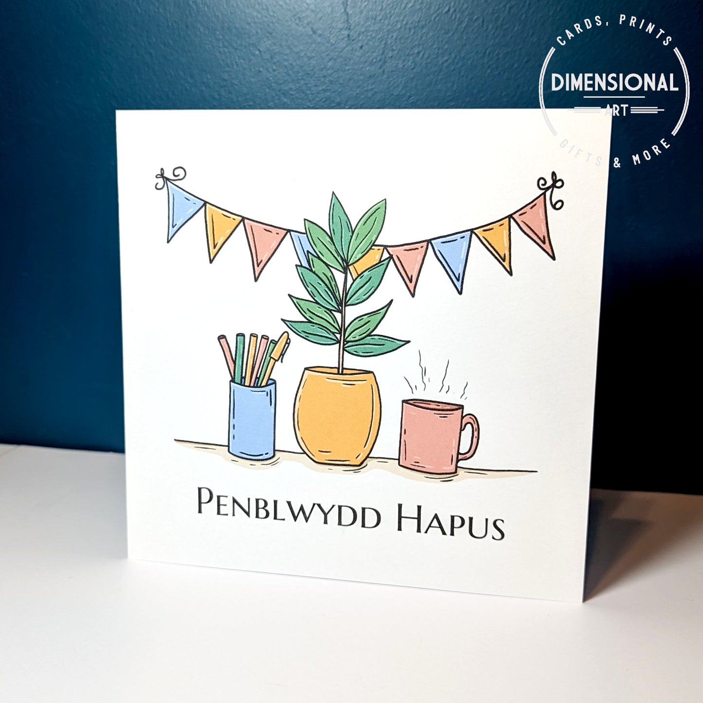 Plant and Bunting Penblwydd Hapus (Birthday Card) - Welsh Card