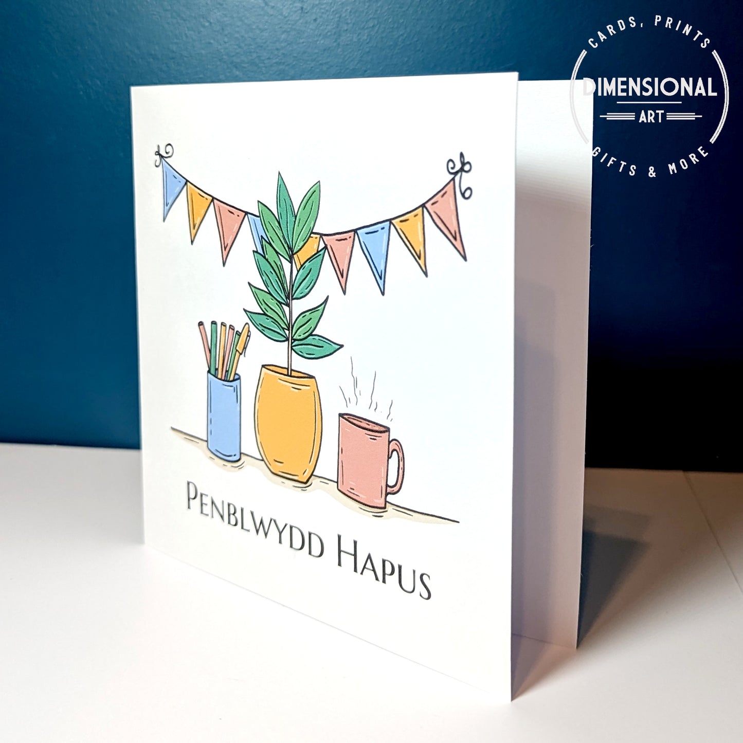 Plant and Bunting Penblwydd Hapus (Birthday Card) - Welsh Card