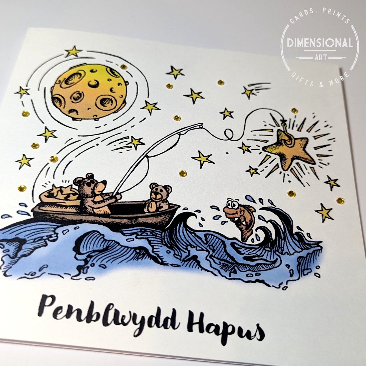 Bears Fishing Penblwydd Hapus (Birthday Card) - Welsh Card