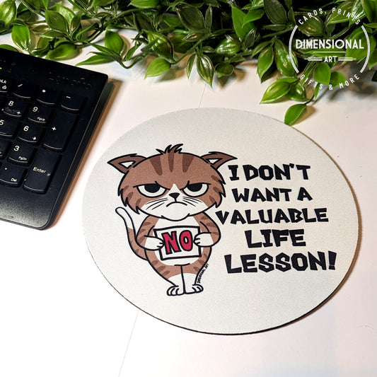 I don't want a valuable life lesson Round Mouse Mat