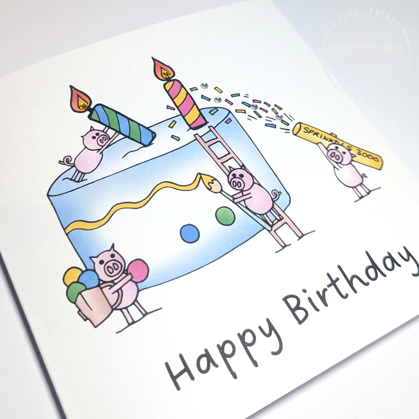 Pigs and Cake Birthday Card