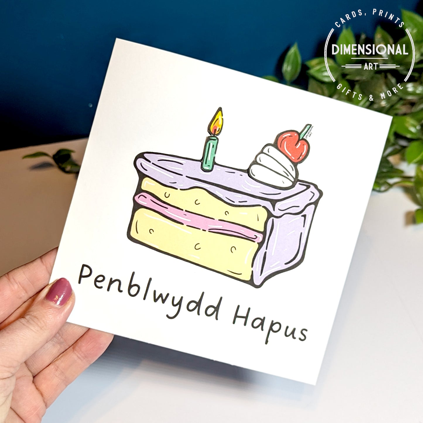 Pop Art Cake Penblwydd Hapus (Birthday Card) Welsh Card