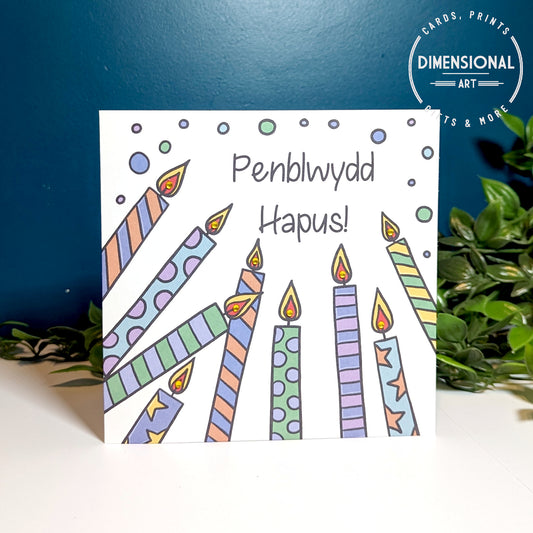 Candles - Penblwydd Hapus (Birthday Card) Welsh Card