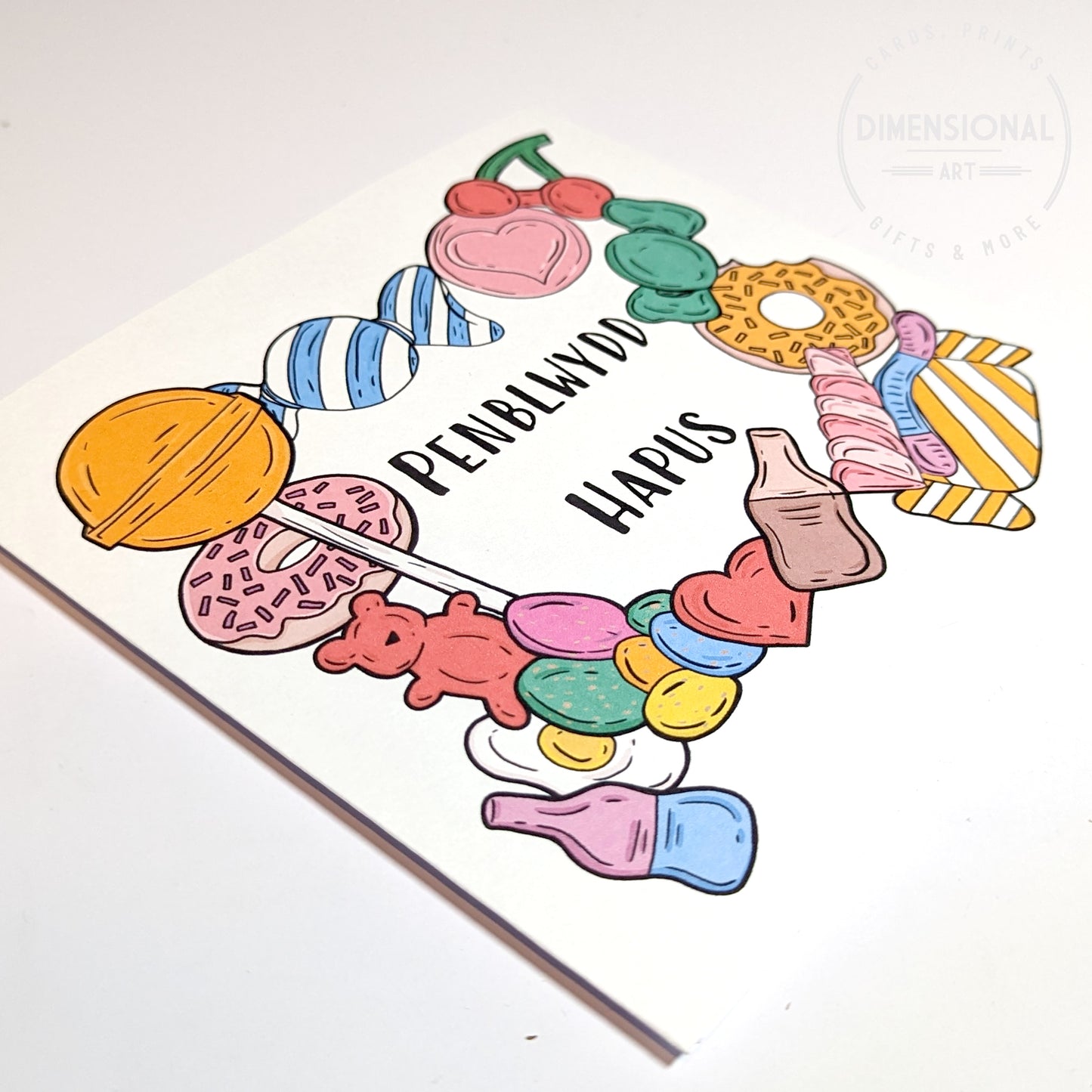 Sweets candy - Penblwydd Hapus (Birthday Card) Welsh Card