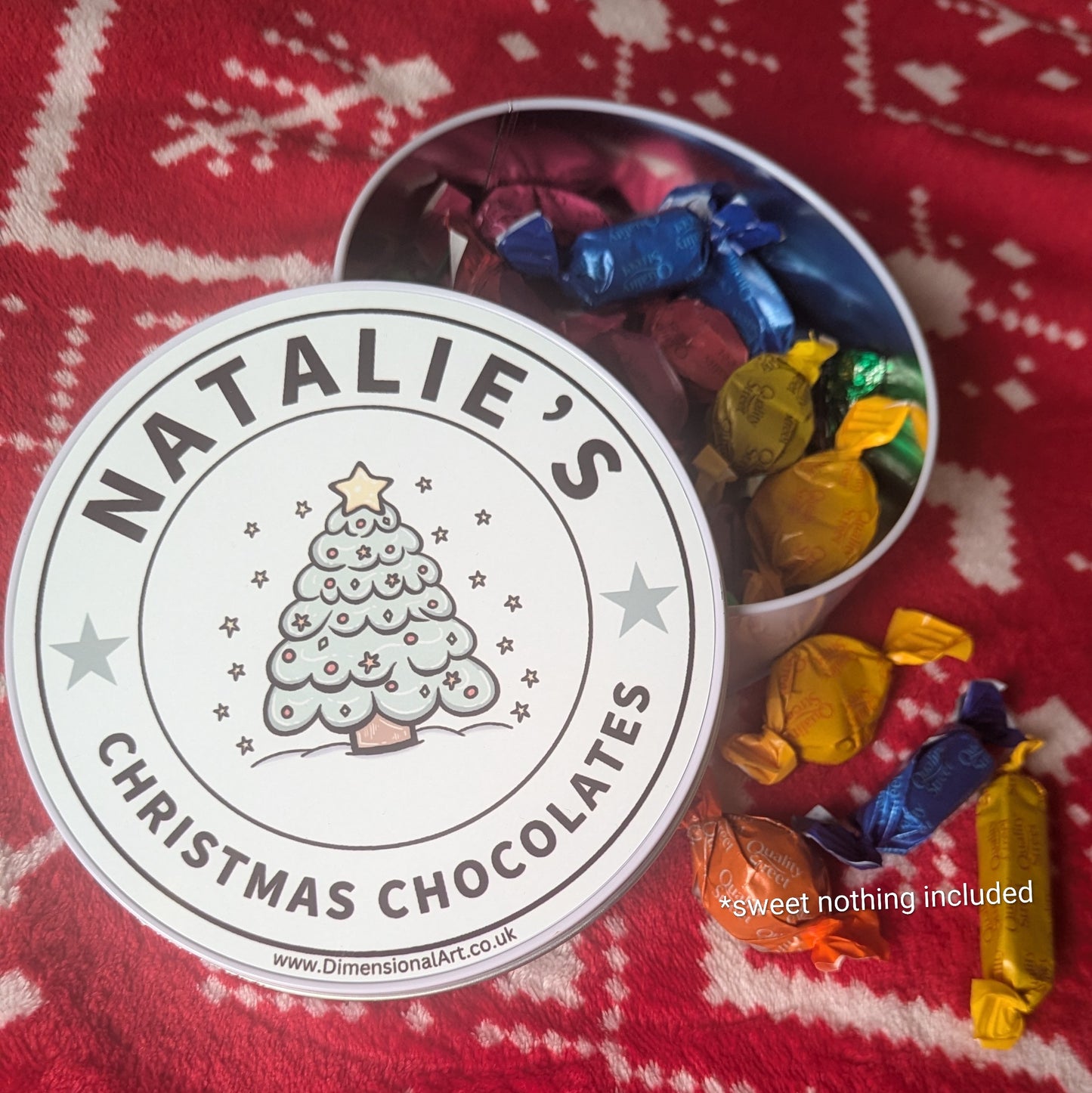 Personalised Christmas chocolates Tin