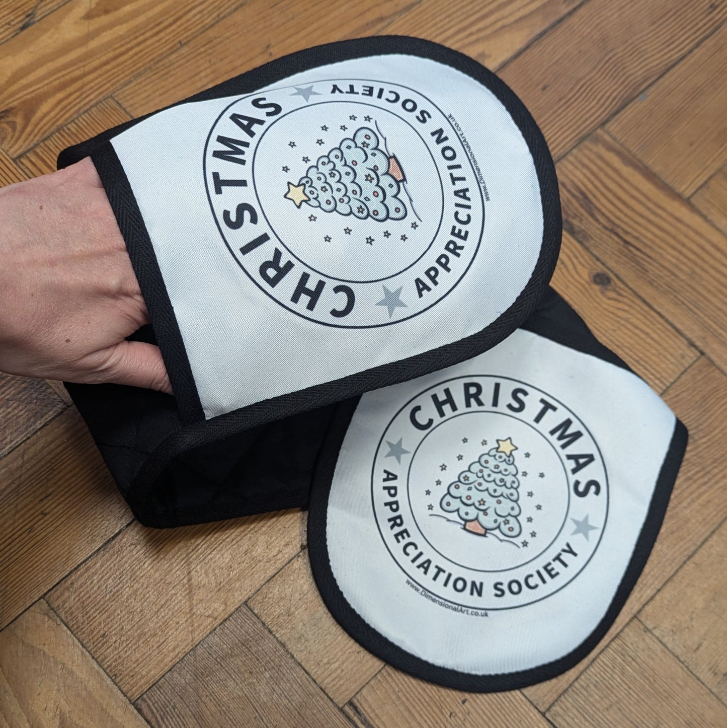 Christmas Appreciation Society Polyester Double Oven Mitts