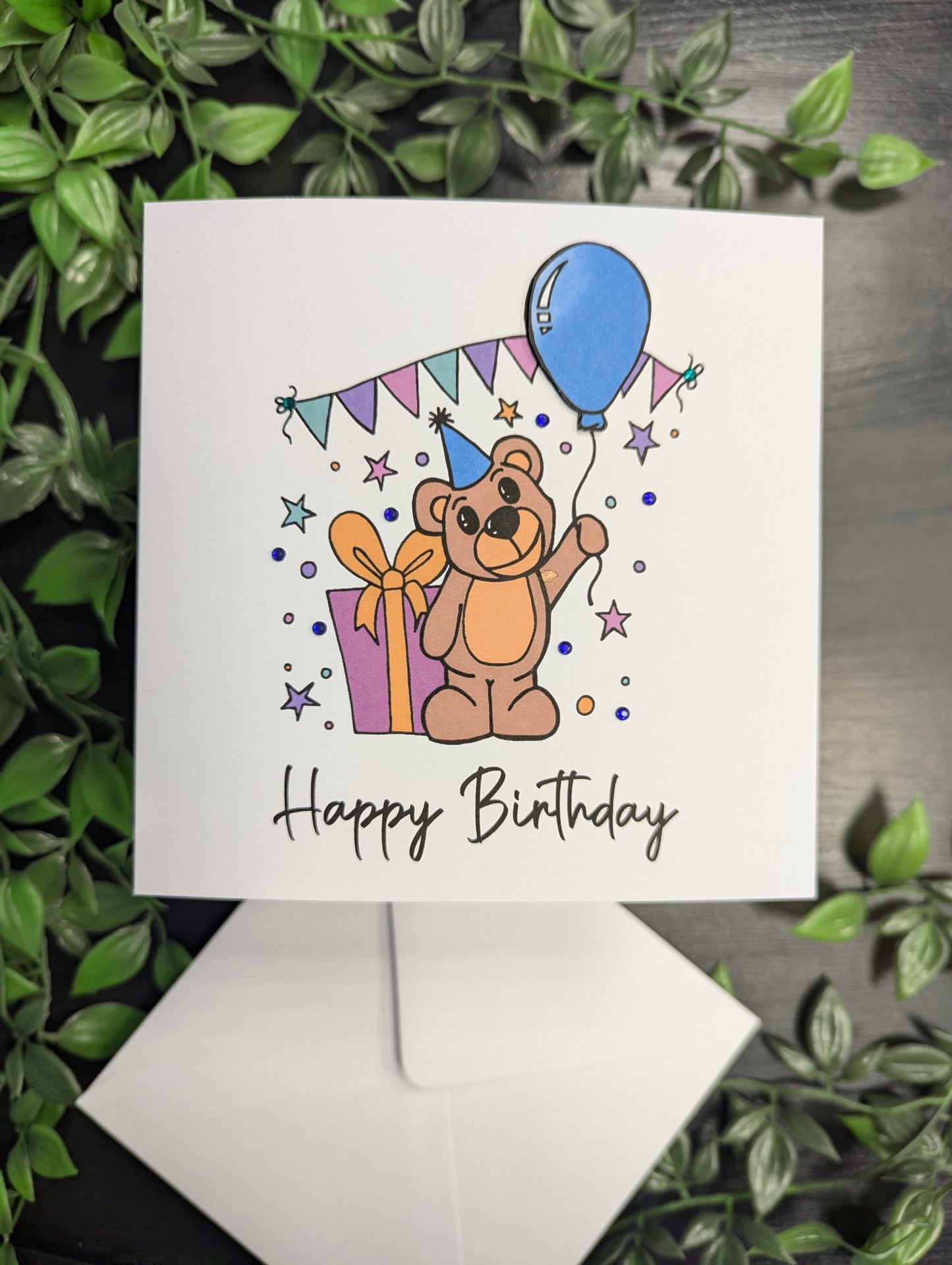 Bear with Balloon Birthday Card