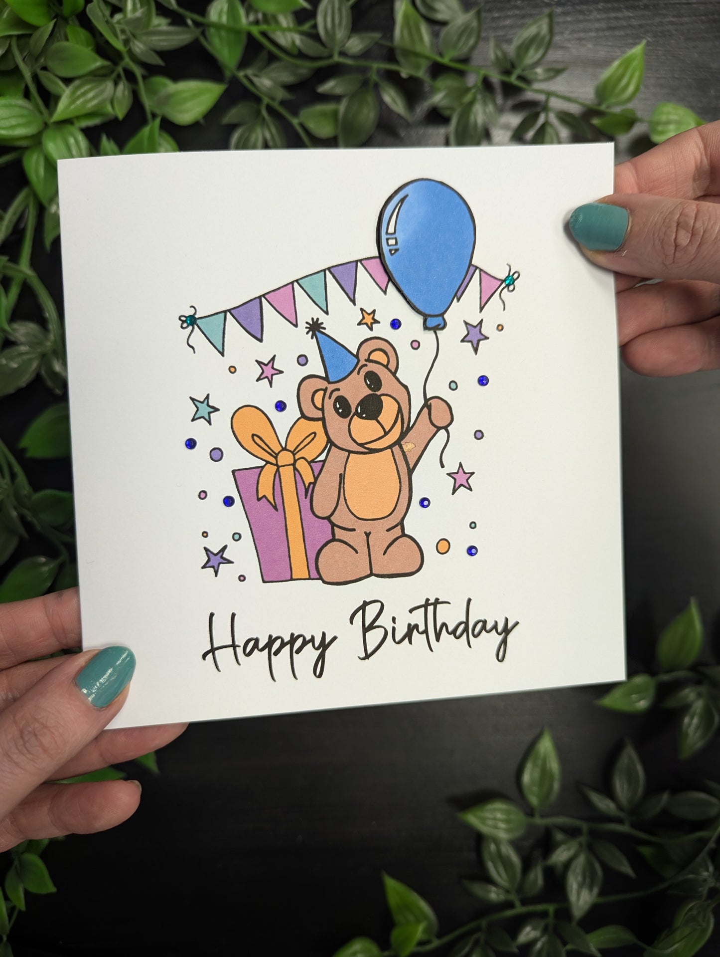 Bear with Balloon Birthday Card