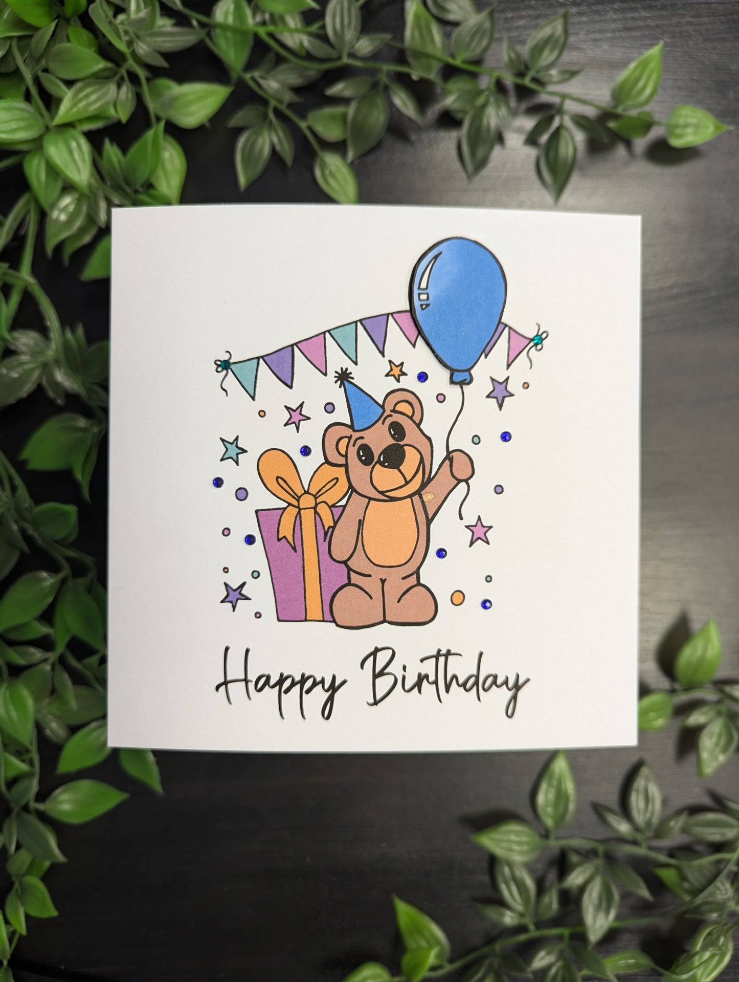 Bear with Balloon Birthday Card