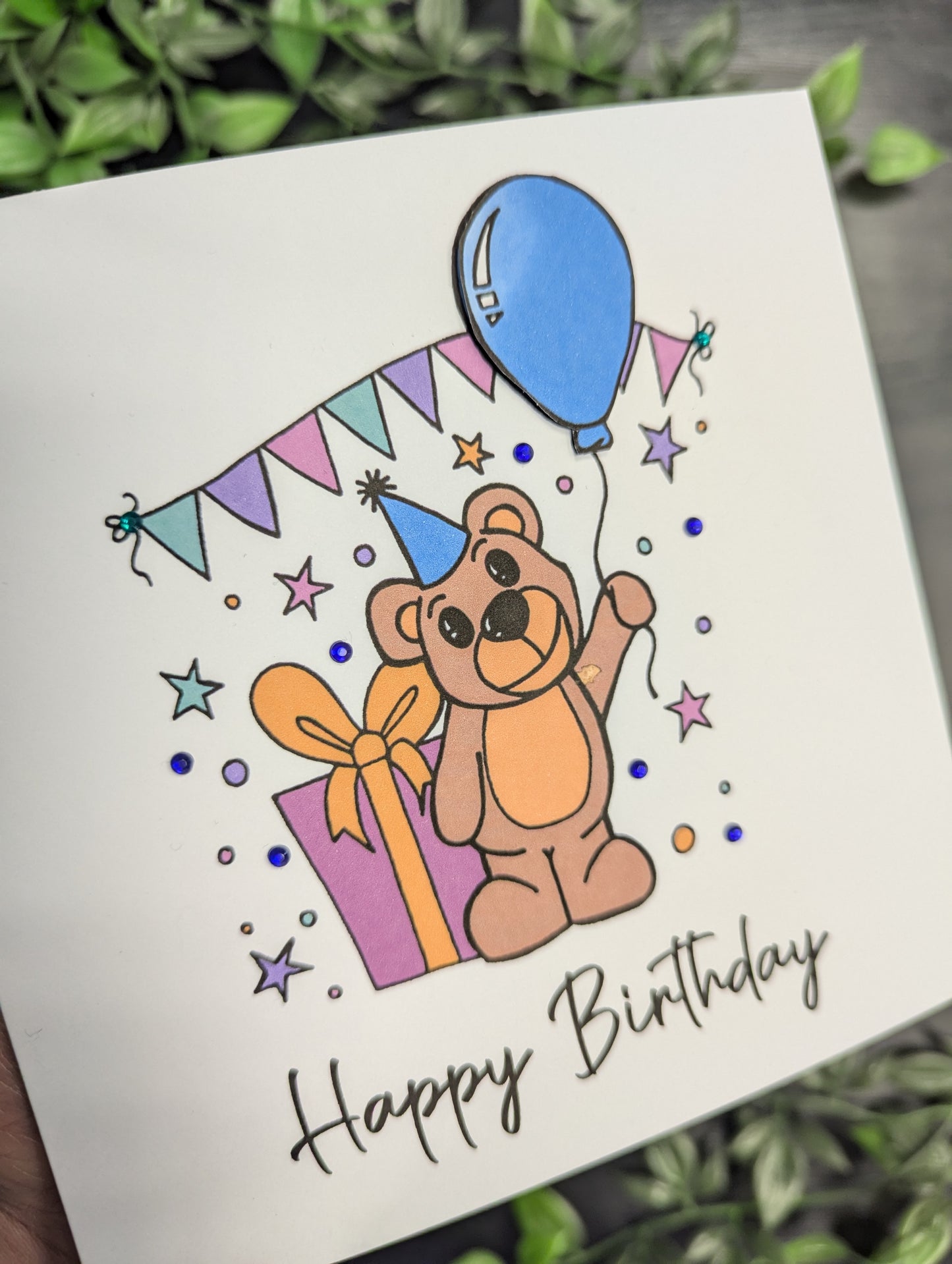 Bear with Balloon Birthday Card