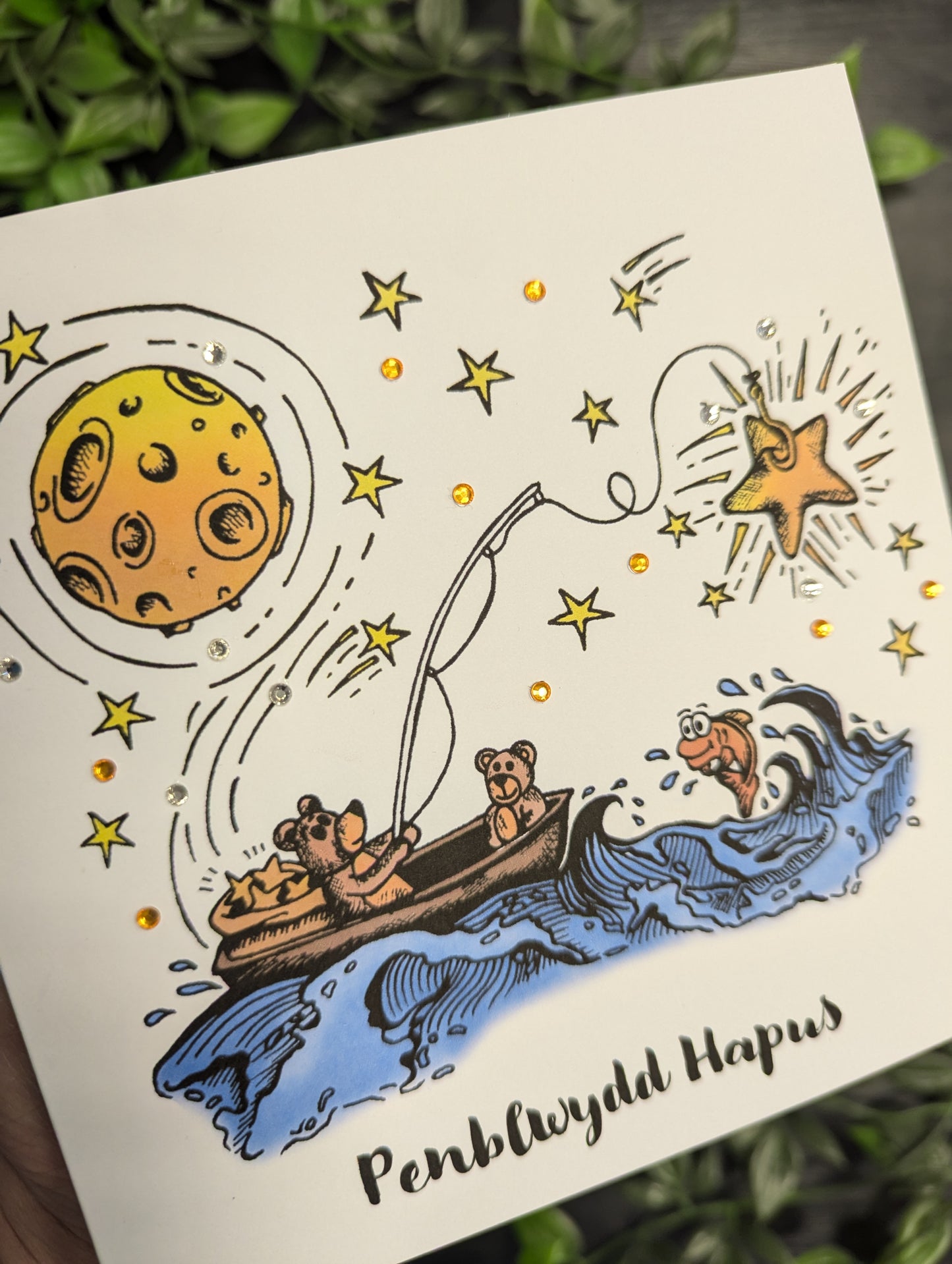 Bears Fishing Penblwydd Hapus (Birthday Card) - Welsh Card