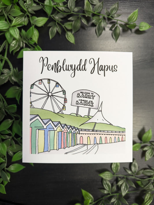 Barry Island Penblwydd Hapus (Birthday Card) - Welsh Card