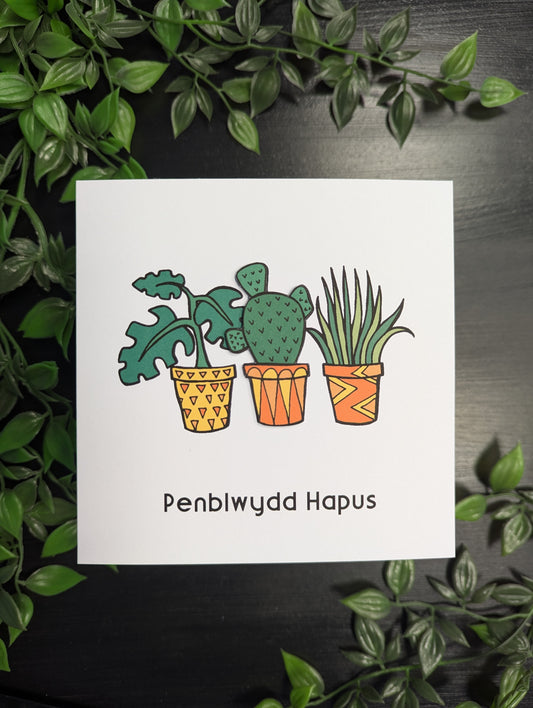 Cactus Penblwydd Hapus (Birthday Card) - Welsh Card