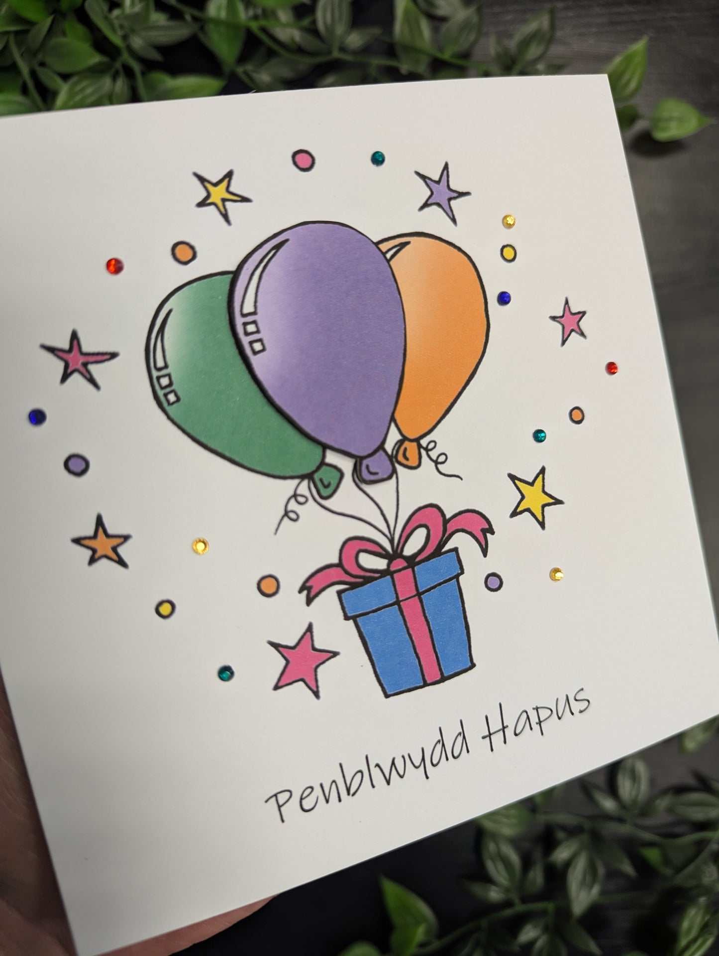 Balloons Penblwydd Hapus (Birthday Card) - Welsh Card