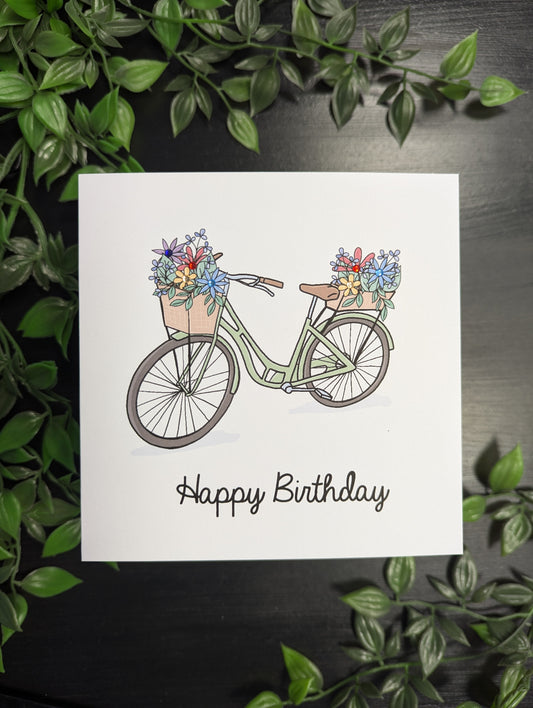 Flower Bike Birthday Card