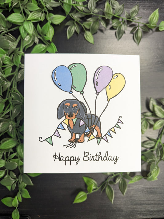 Dachshund - sausage dog -  Birthday Card