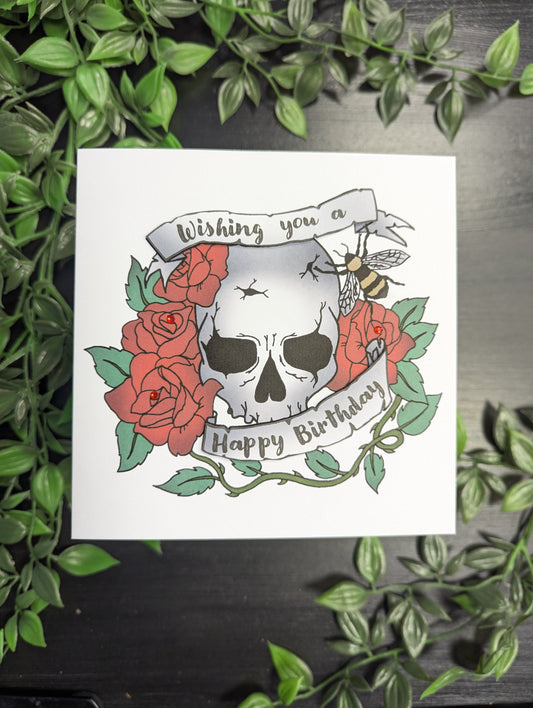 Skulls and Roses Birthday Card