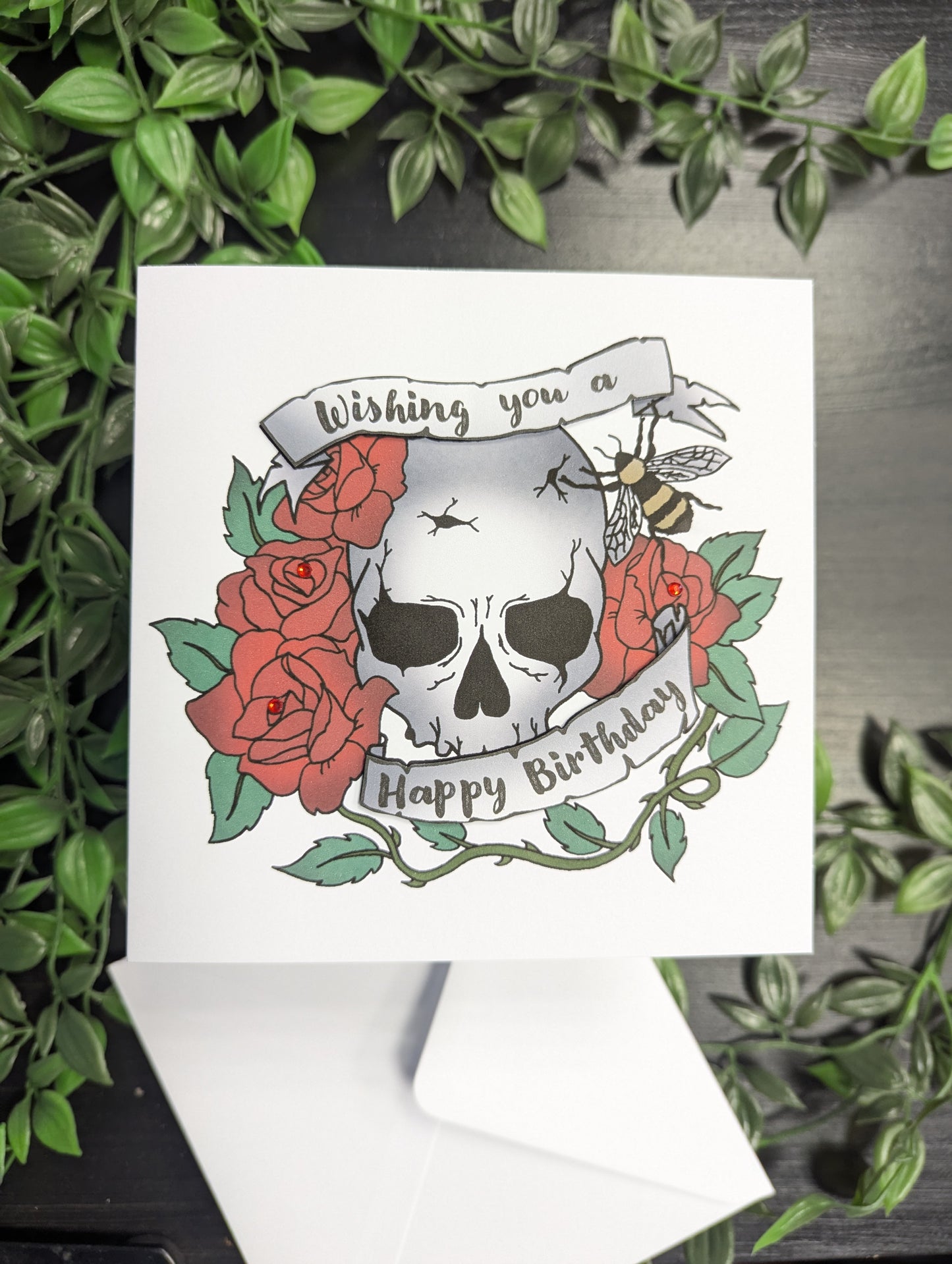 Skulls and Roses Birthday Card
