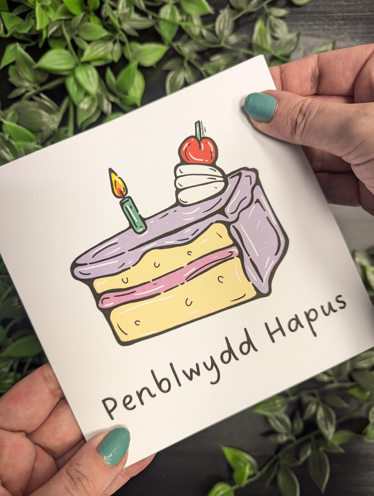 Pop Art Cake Penblwydd Hapus (Birthday Card) Welsh Card