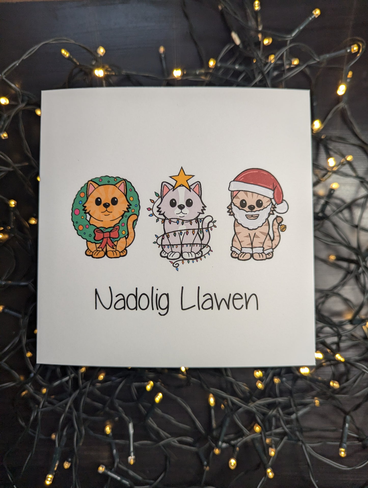 Cat Nadolig Llawen Christmas Card