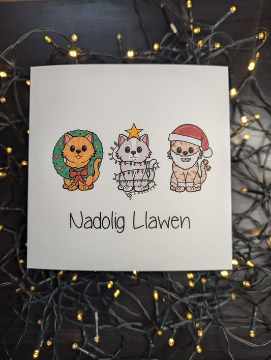 Cat Nadolig Llawen Christmas Card