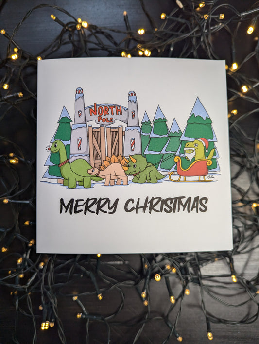 Dinosaur Christmas Merry Christmas Card