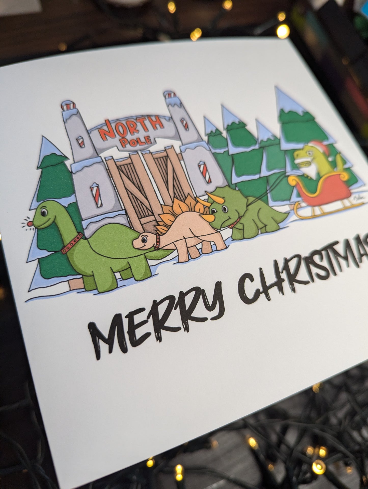 Dinosaur Christmas Merry Christmas Card