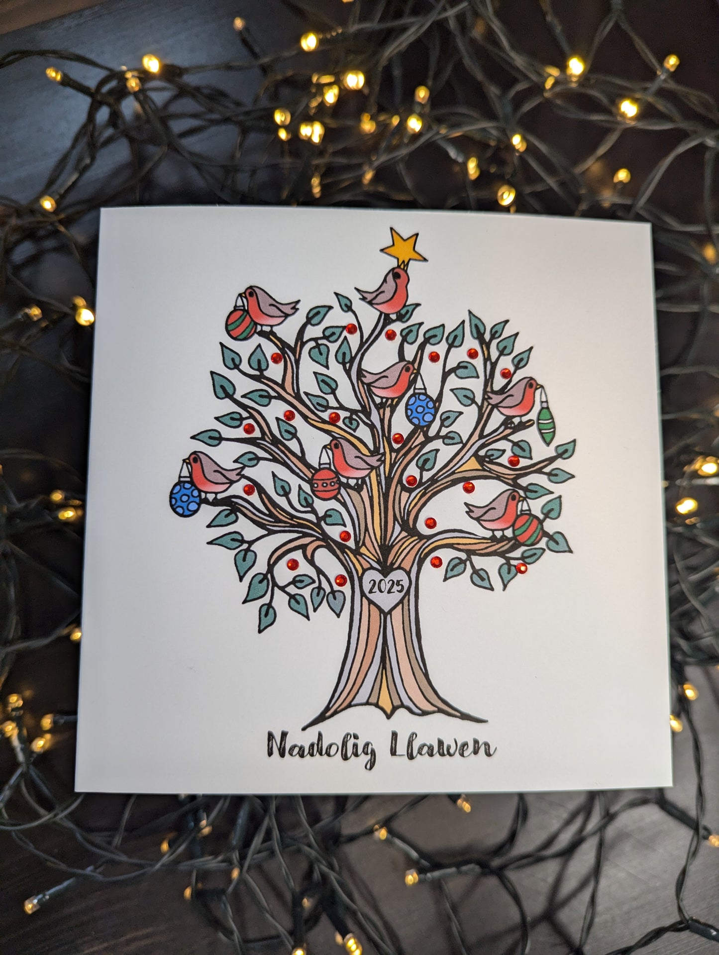 Robin tree Nadolig Llawen Christmas Card (2025)