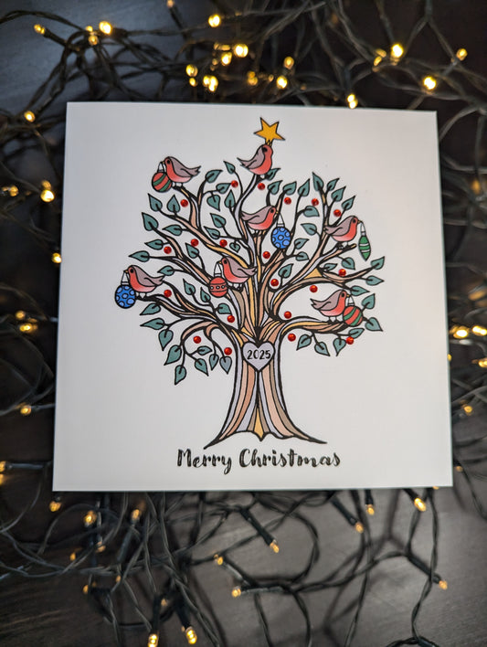 Robin tree Merry Christmas Card (2025)