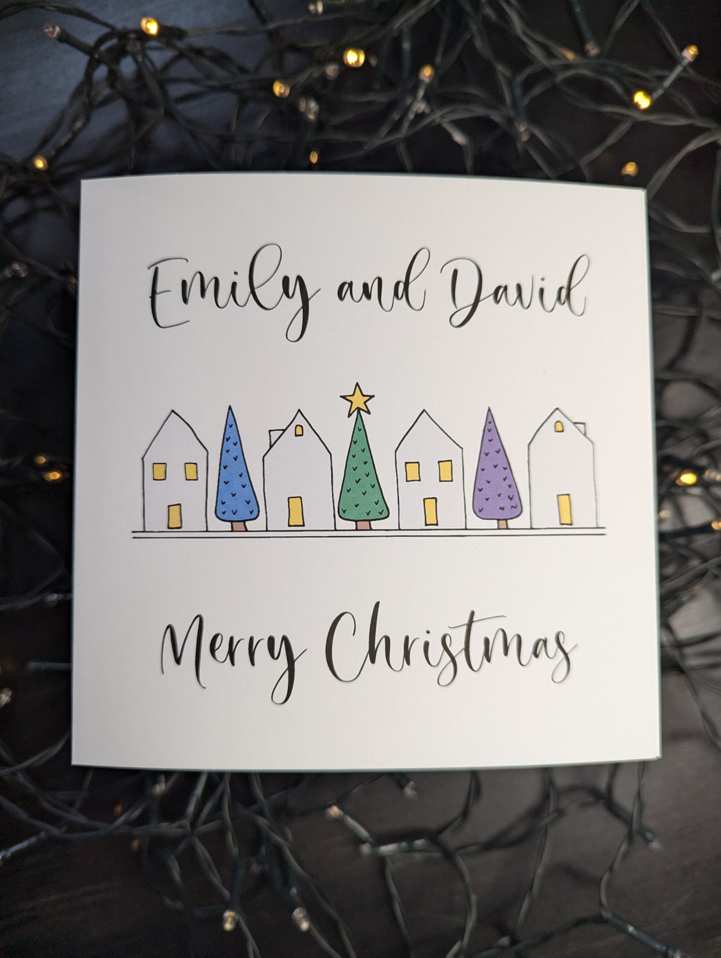 Personalised - Christmas Street - Nadolig Llawen - Merry Christmas Card (Welsh or English)