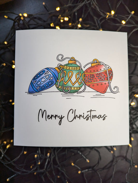 Vintage Baubles Merry Christmas Card