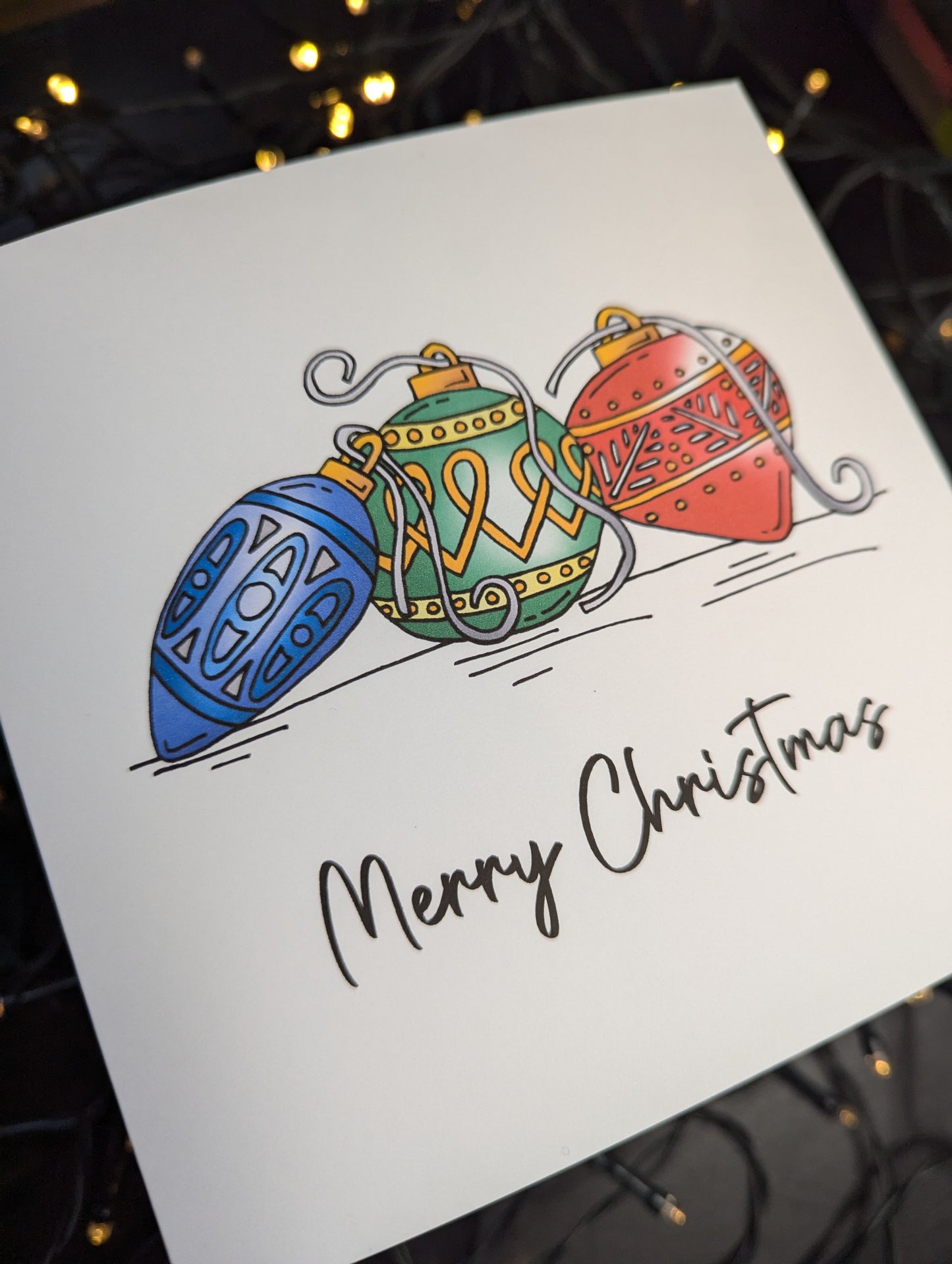 Vintage Baubles Merry Christmas Card