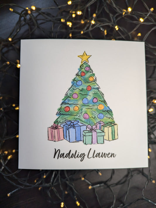 Christmas tree Nadolig Llawen Christmas Card