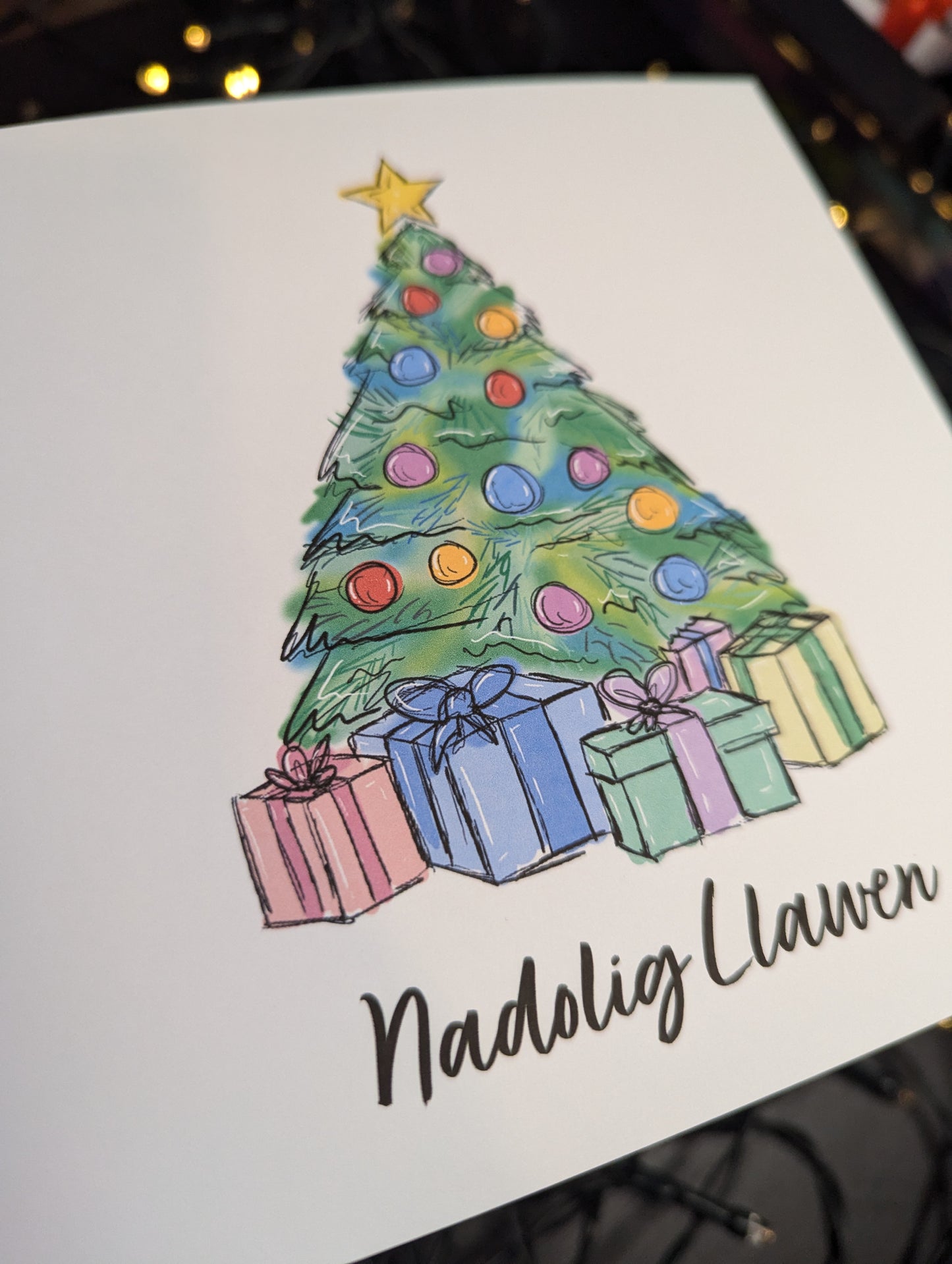 Christmas tree Nadolig Llawen Christmas Card