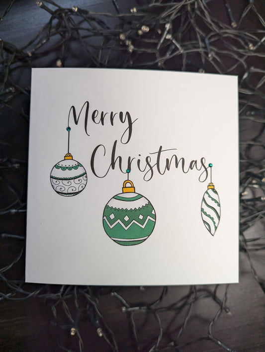 Bauble Green Merry Christmas Card