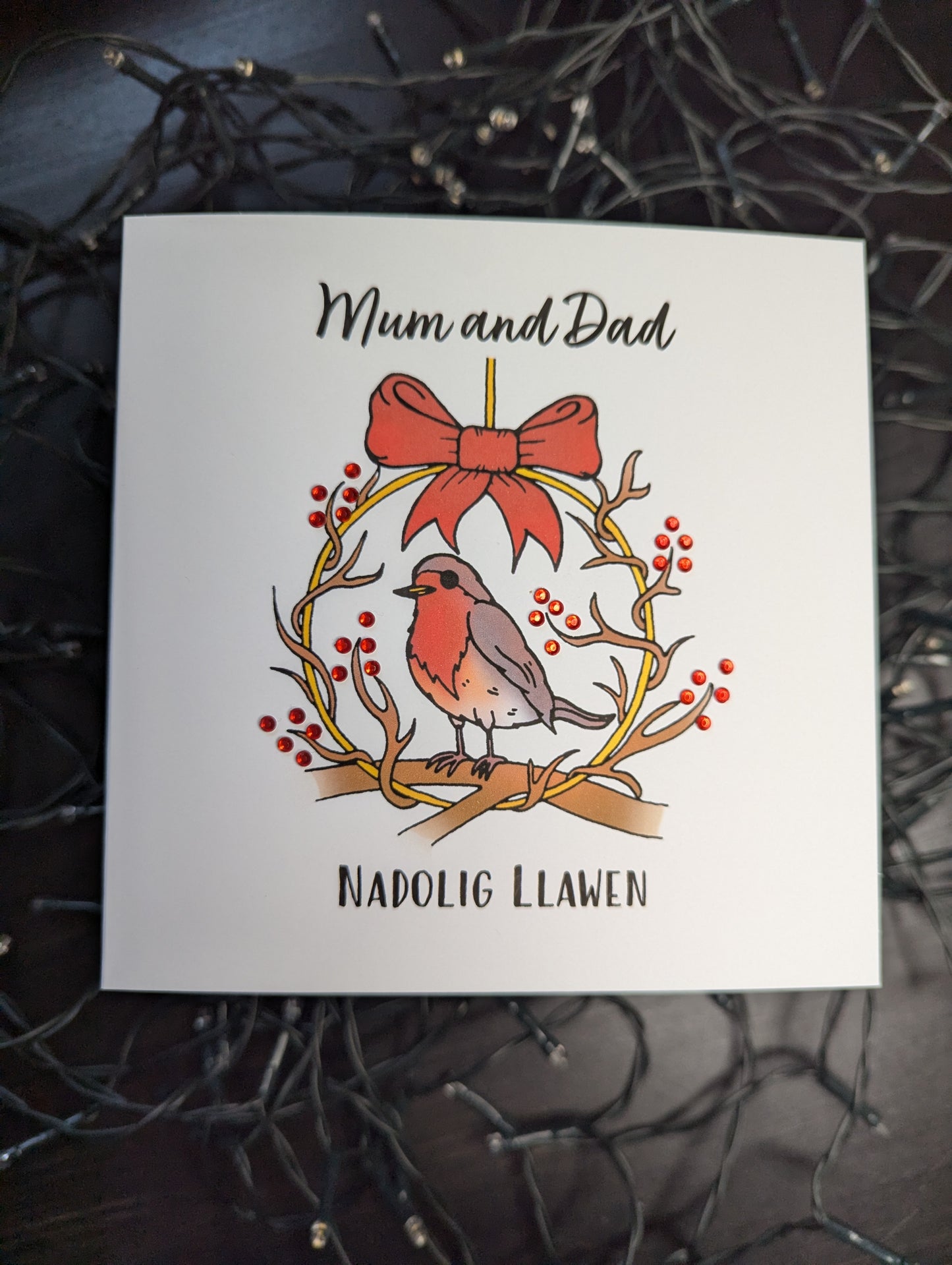 Personalised - Robin Red Nadolig Llawen Christmas Card (Welsh or English)