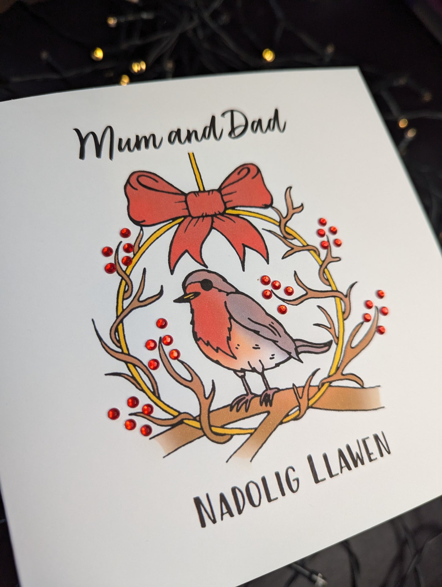 Personalised - Robin Red Nadolig Llawen Christmas Card (Welsh or English)